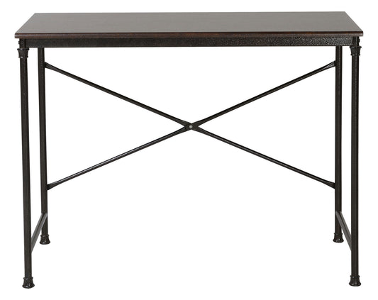 Espresso finish wood and metal writing and computer desk