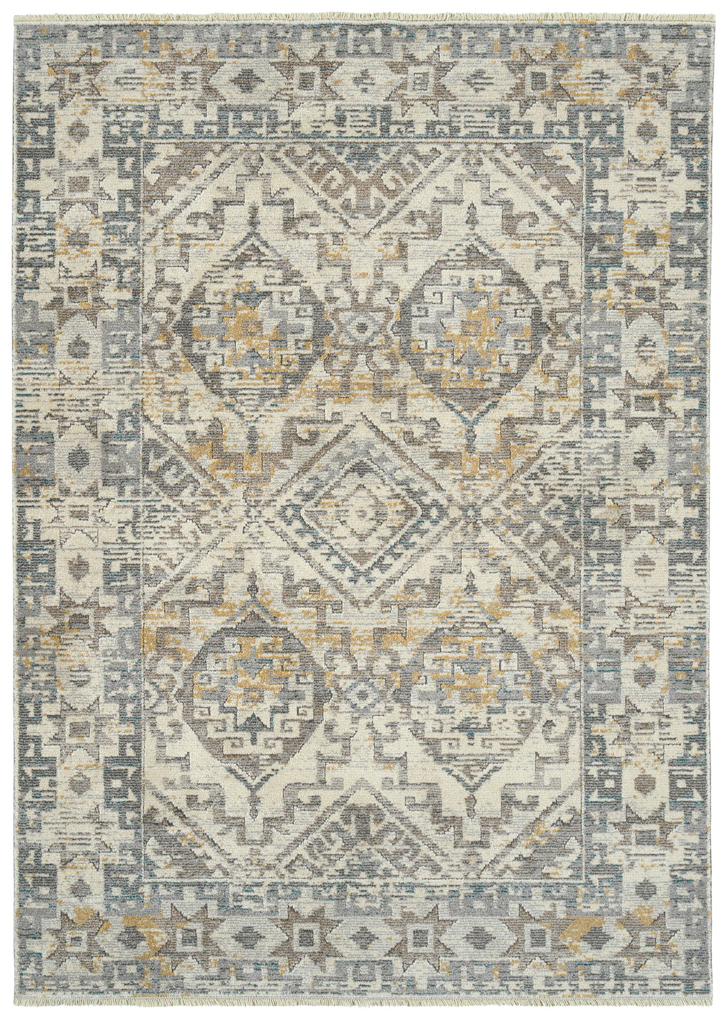 Kaleen Eddison Collection Ivory Gray Runner 2'7" x 7'6"