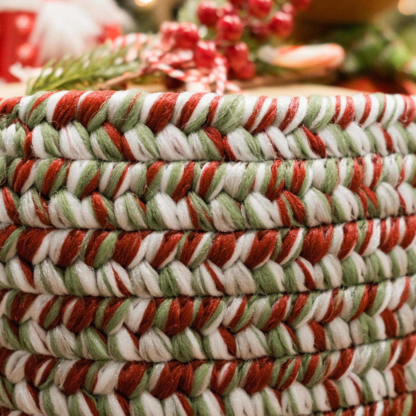 Holiday Tweed Braided Basket  - Holiday Blend 14"x14"x10"