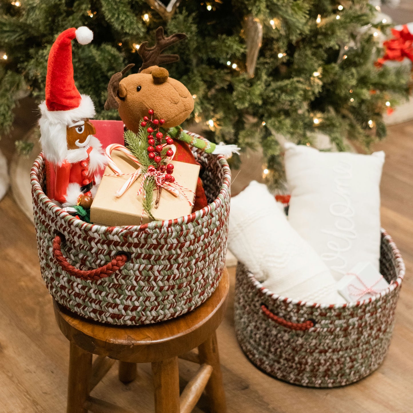 Holiday Tweed Braided Basket  - Holiday Blend 14"x14"x10"