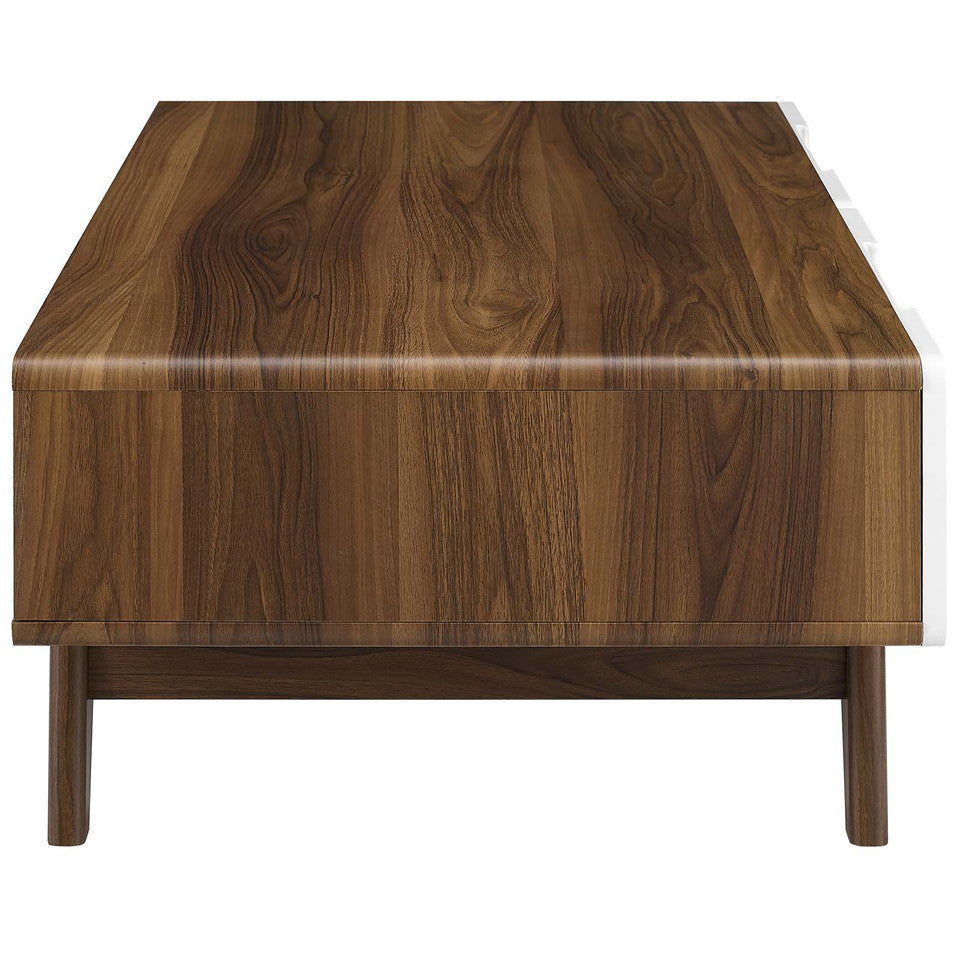 Modway Origin 47" Mid-Century Modern Wood Coffee Table In Walnut White