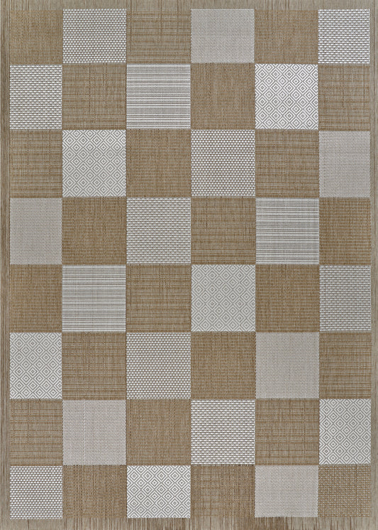 Couristan Everhome Checkered Point Light Brown-Ivory Rug 7'10" x 10'9"