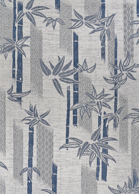 Couristan Everhome Bamboo Stripe Ivory-Cape Blue Rug 7'10" x 10'9"