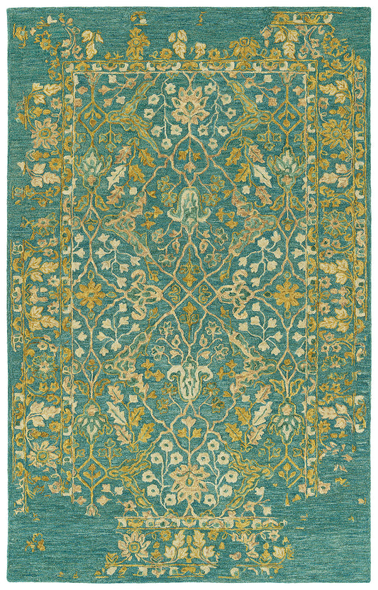 Kaleen Elijah Collection Dark Turquoise Area Rug 9' x 13'