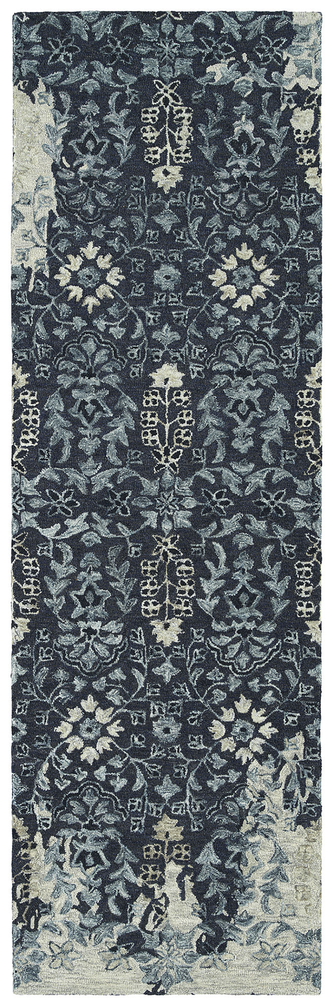 Kaleen Elijah Collection Navy Charcoal Runner 2'6" x 8'