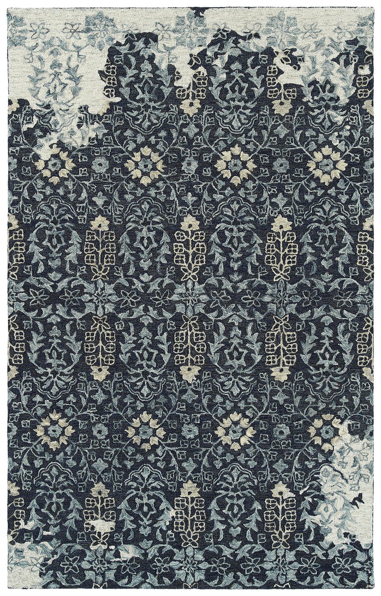 Kaleen Elijah Collection Navy Charcoal Runner 2'6" x 8'