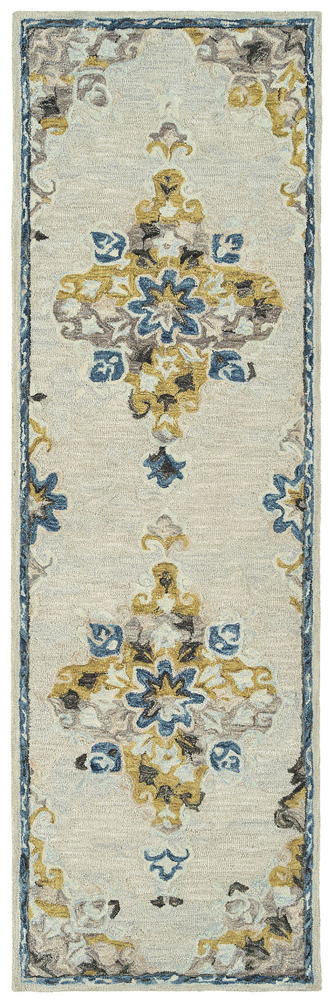 Kaleen Elijah Collection Linen Gray Runner 2'6" x 8'