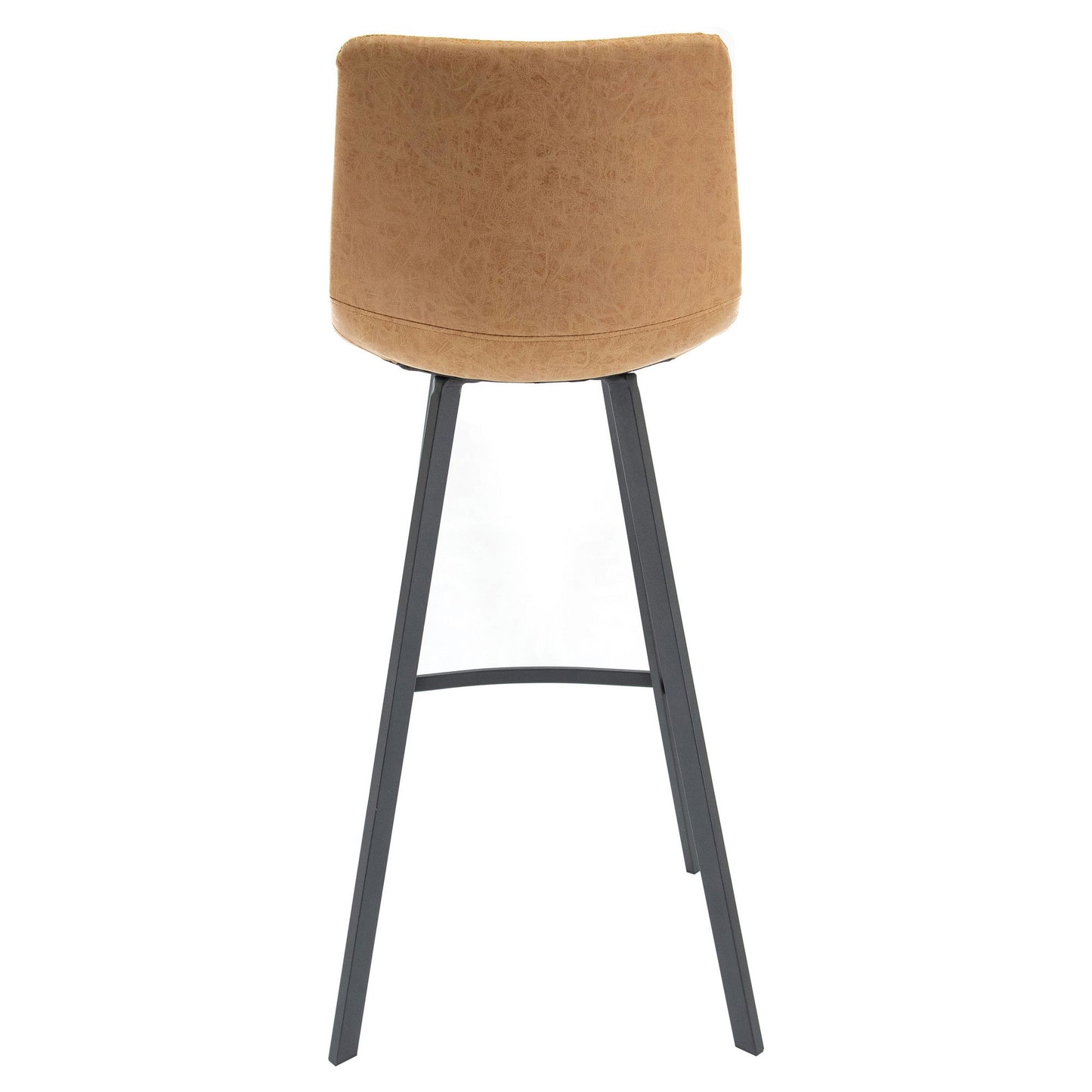 LeisureMod Elland Modern Upholstered Light Brown Leather Bar Stool