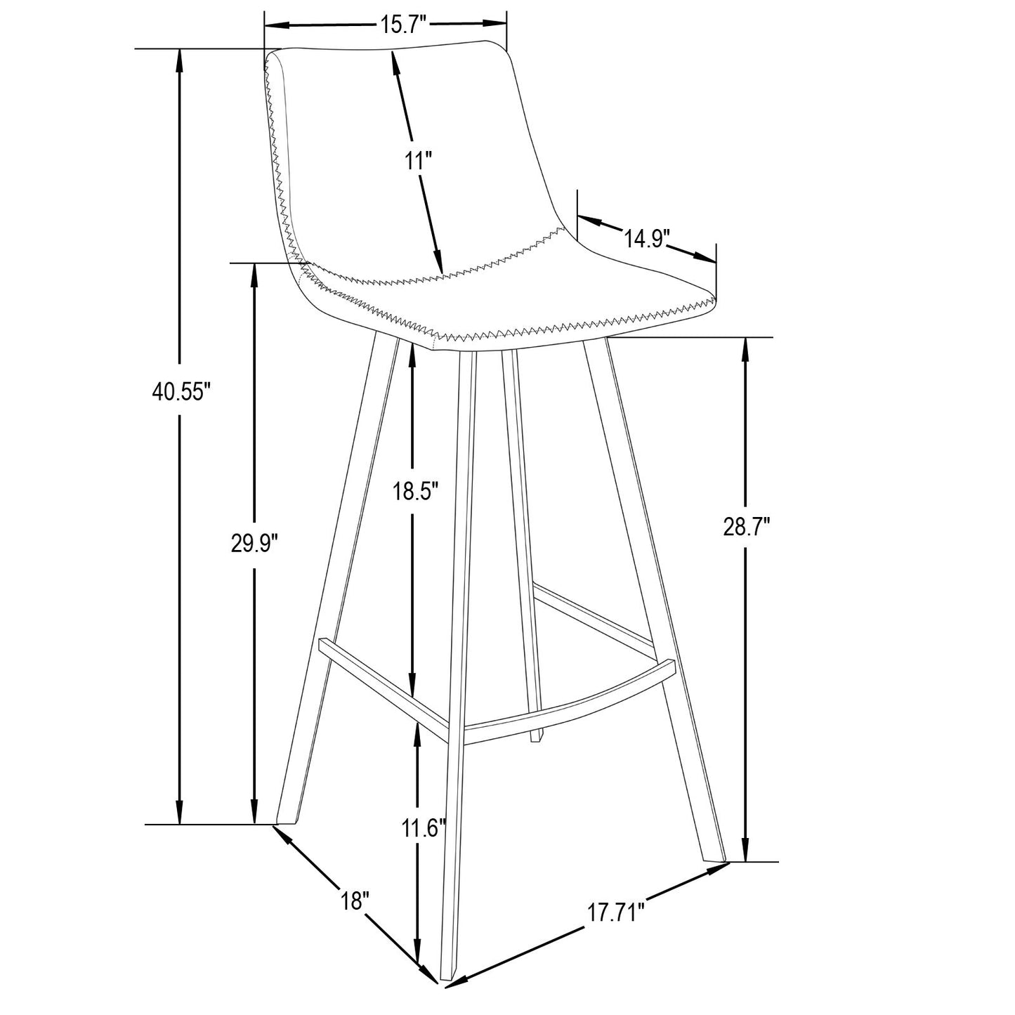 LeisureMod Elland Modern Upholstered Light Brown Leather Bar Stool