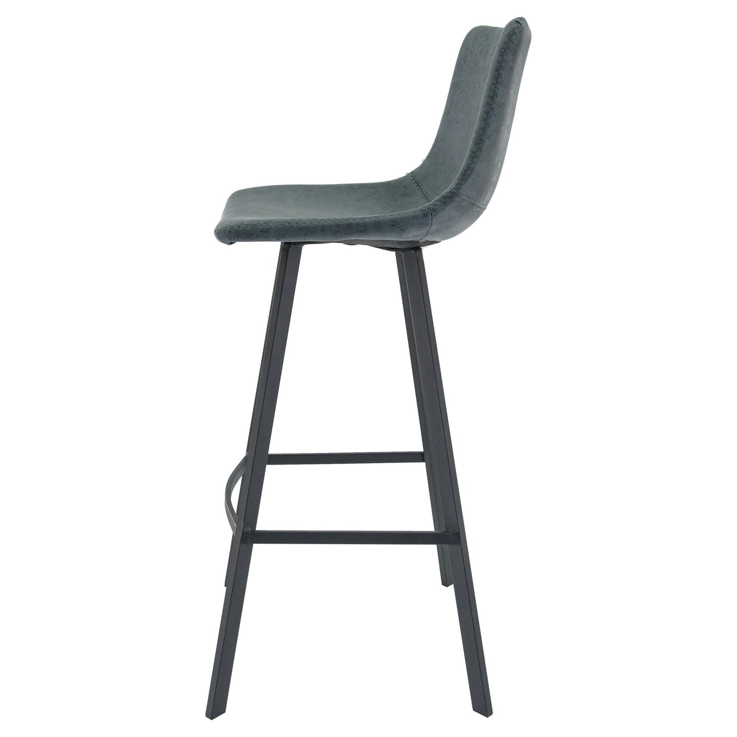 LeisureMod Elland Modern Upholstered Peacock Blue Leather Bar Stool