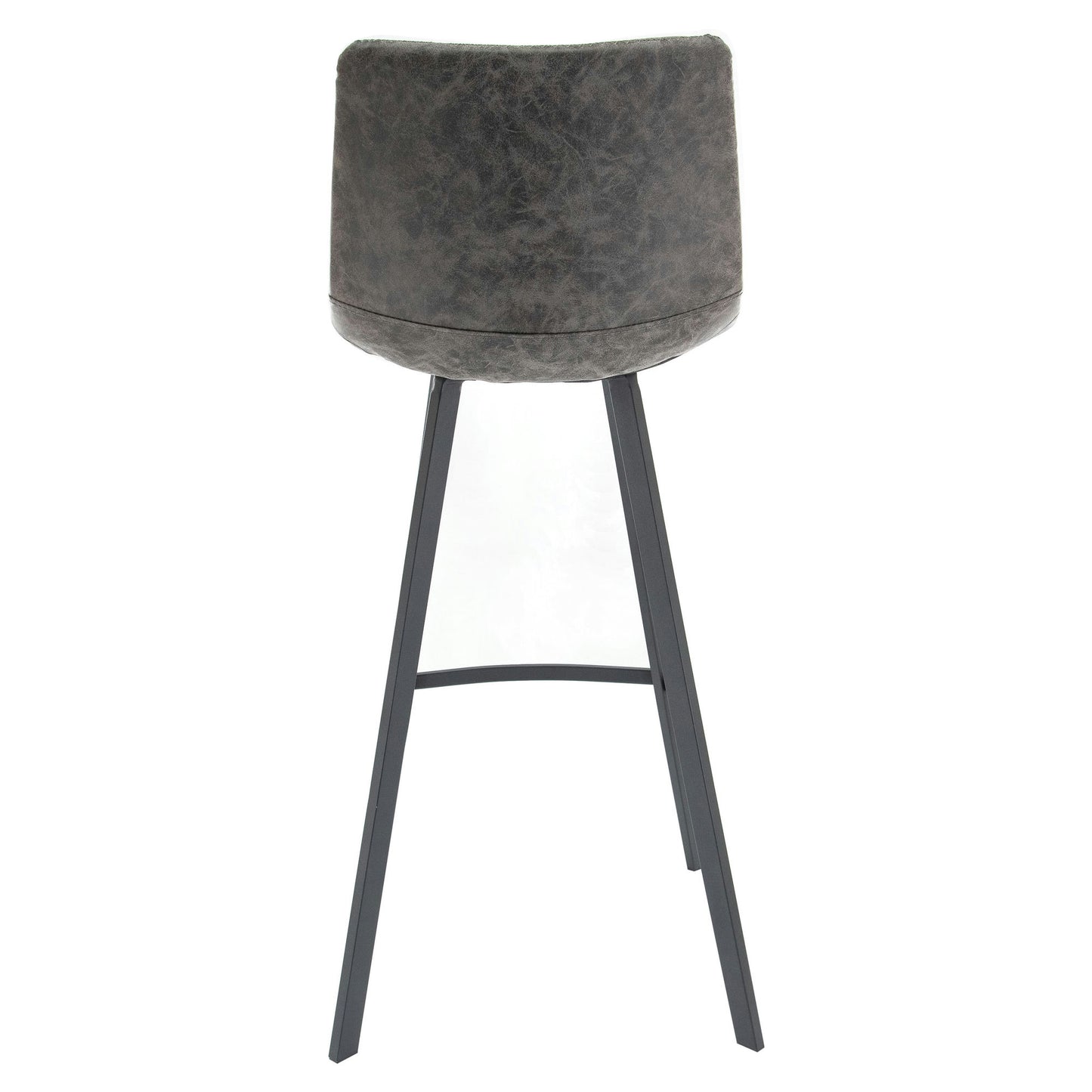 LeisureMod Elland Modern Upholstered Grey Leather Bar Stool Set of 2