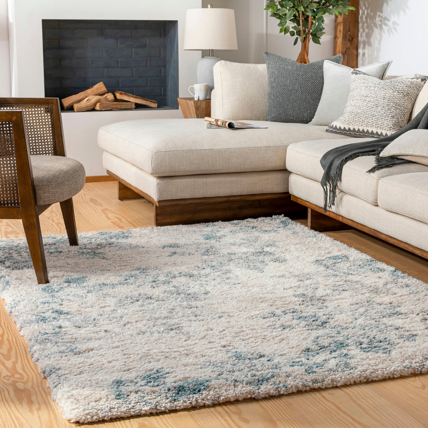 Surya Eskimo Shag Blue & Light Beige Rug 7'10" X 10'