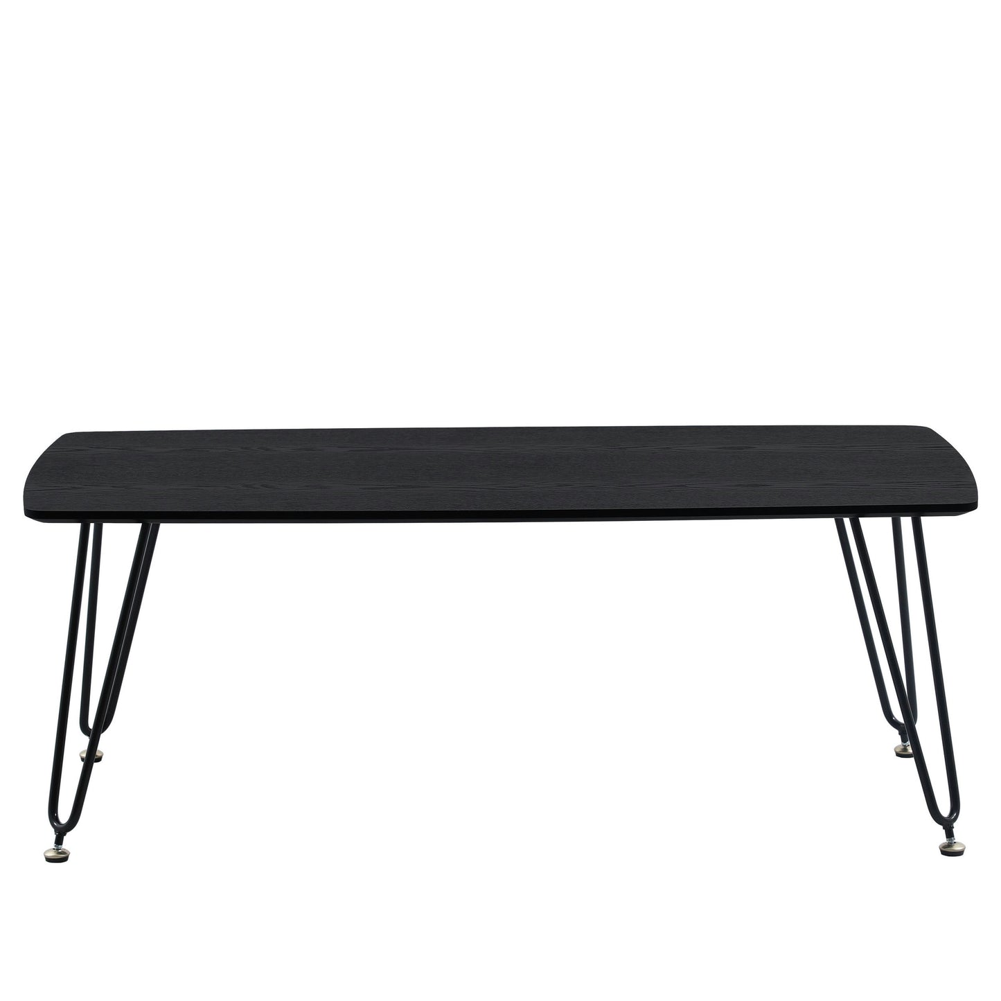 LeisureMod Elmwood Modern Wood Top Coffee Table With Iron Base, Black
