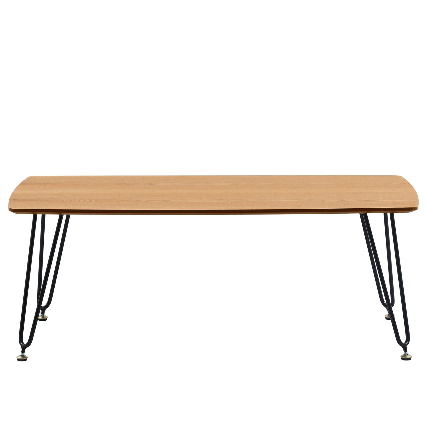 LeisureMod Elmwood Modern Wood Top Coffee Table With Iron Base, Natural