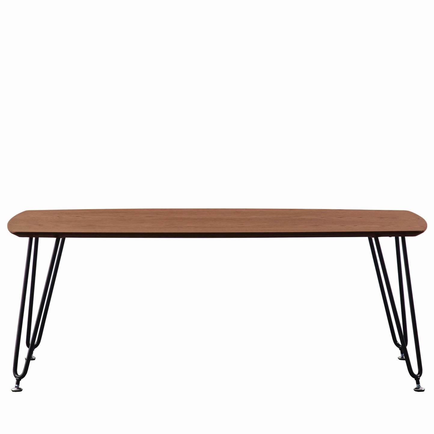 LeisureMod Elmwood Modern Wood Top Coffee Table With Iron Base, Walnut