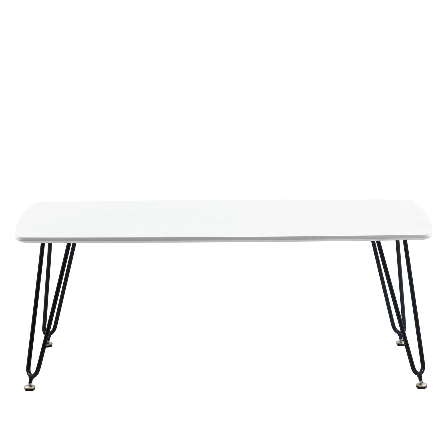 LeisureMod Elmwood Modern Wood Top Coffee Table With Iron Base, White