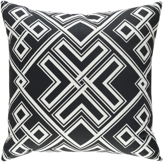 Surya Ethiopia Black Pillow Shell With Down Insert 18"H X 18"W