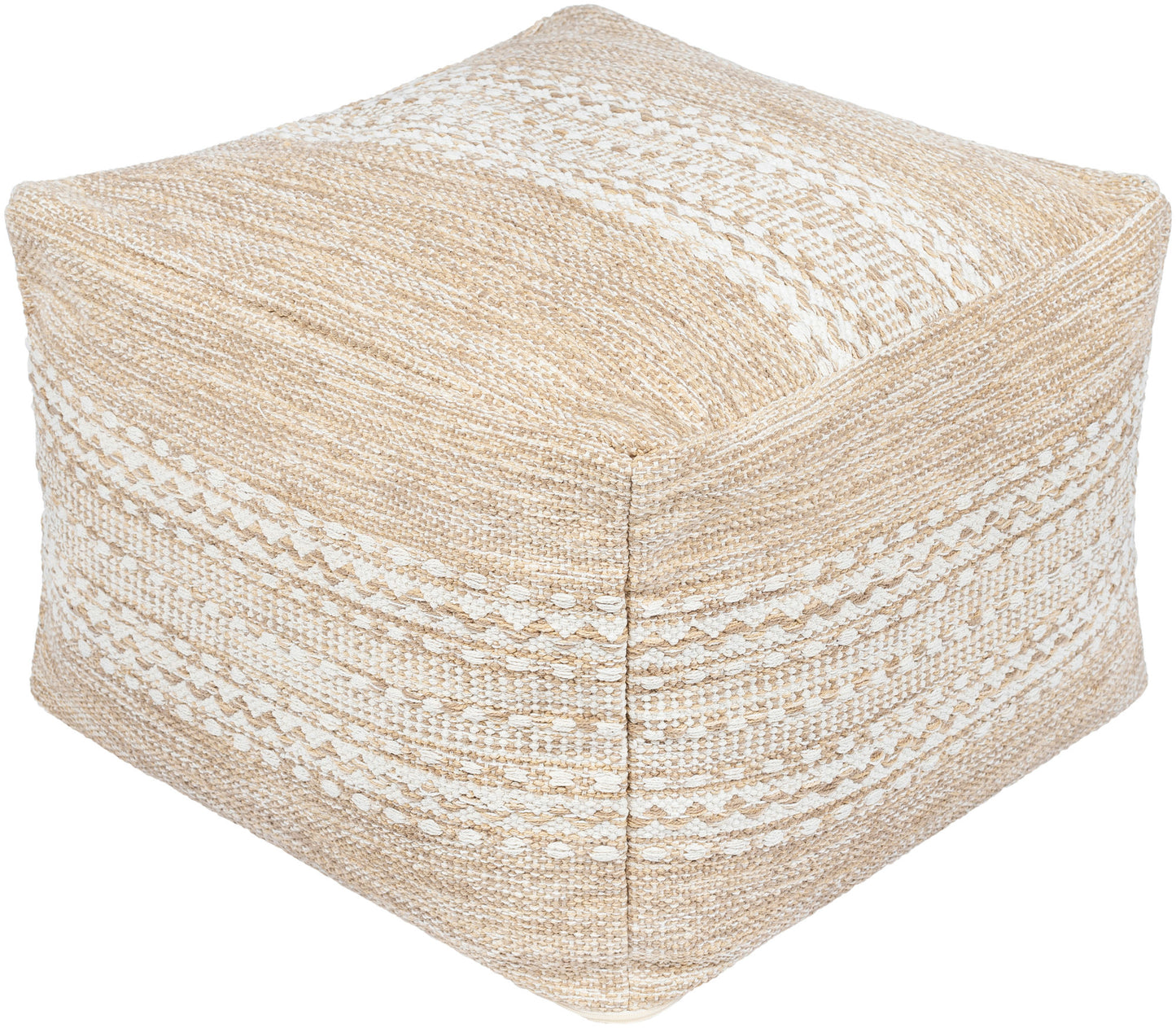 Surya Ethan Light Beige Pouf 14"H X 20"W X 20"D