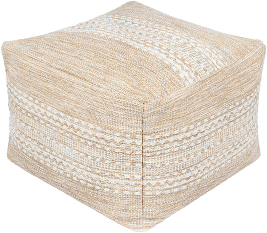 Surya Ethan Light Beige Pouf 14"H X 20"W X 20"D