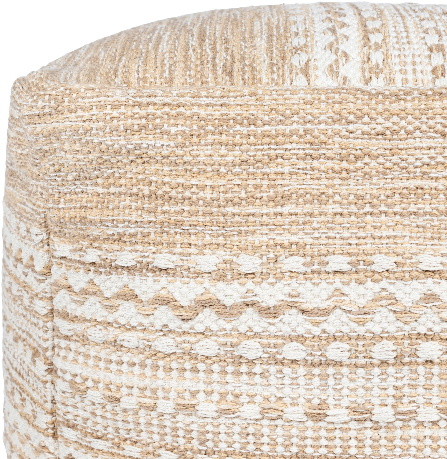Surya Ethan Light Beige Pouf 14"H X 20"W X 20"D