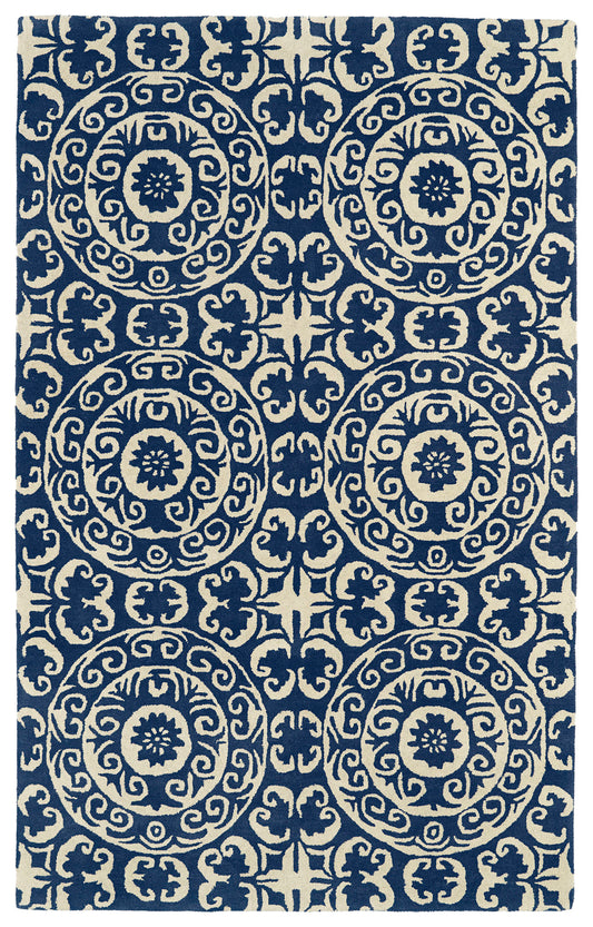 Kaleen Tara Rounds Collection EVL03-22 Navy Area Rug 3'9" x 3'9"