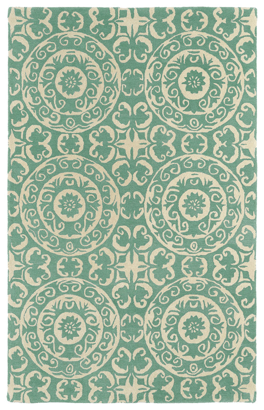 Kaleen Tara Rounds Collection Light Mint Area Rug 3'9" x 3'9"