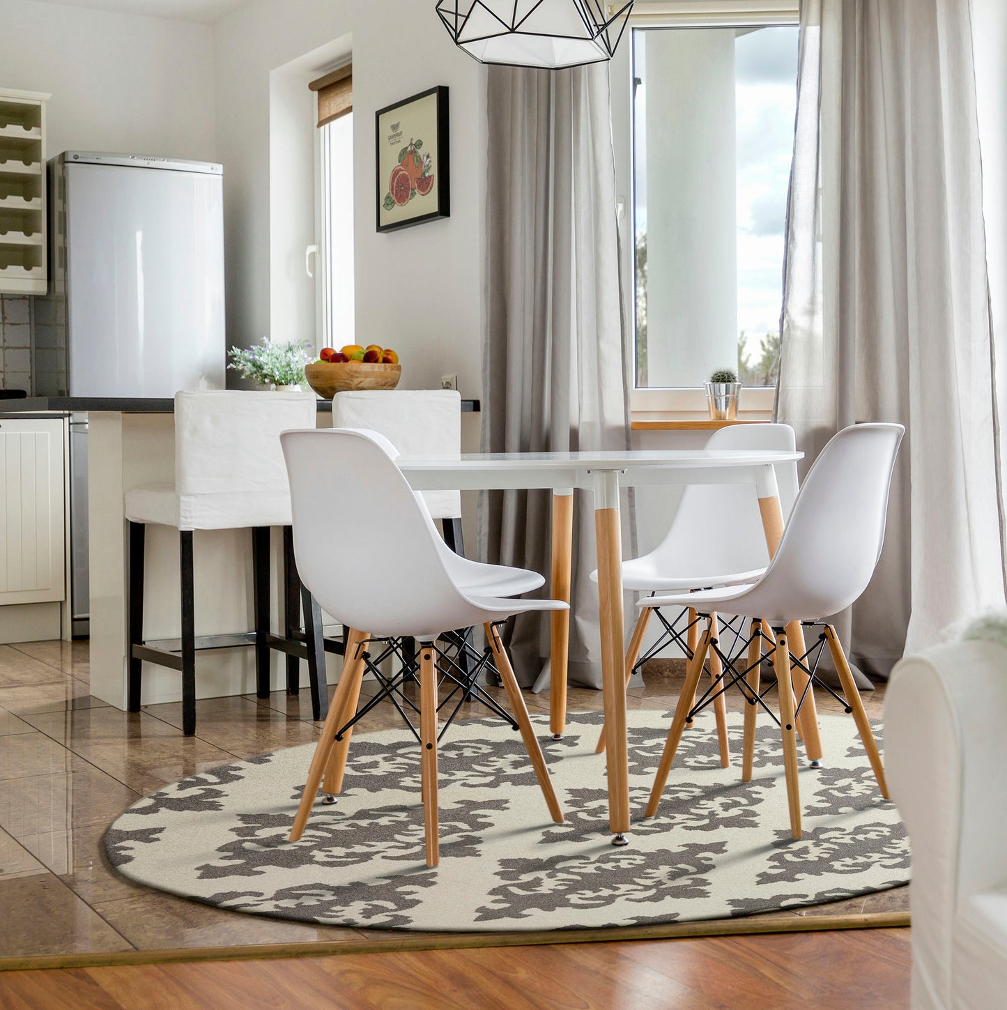 Kaleen Tara Square Collection Light Grey Area Rug 5'9" x 5'9"