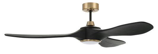 60" Envy Fan black/Satin Brass, black Finish Blades, light kit Included