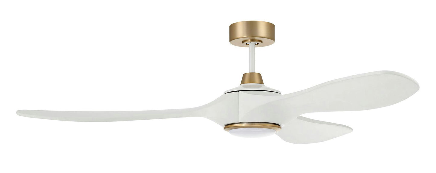 60" Envy Fan White/Satin Brass. White Finish Blades, light kit included