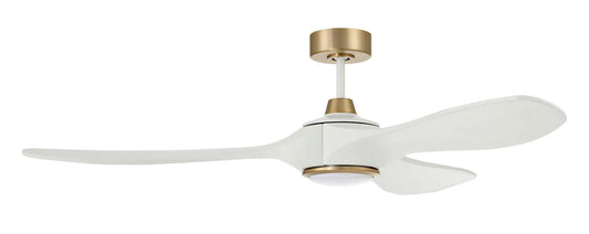 60" Envy Fan White/Satin Brass. White Finish Blades, light kit included