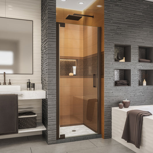 Elegance-LS 25 1/4 - 27 1/4 in. W x 72 in. H Frameless Pivot Shower Door in Oil Rubbed Bronze