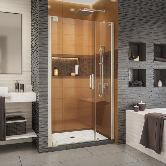 Elegance-LS 35 1/4 - 37 1/4 in. W x 72 in. H Frameless Pivot Shower Door in Brushed Nickel
