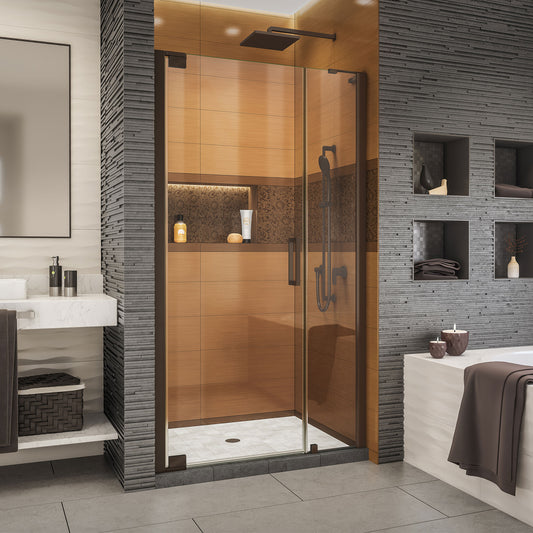 Elegance-LS 37 - 39 in. W x 72 in. H Frameless Pivot Shower Door in Oil Rubbed Bronze