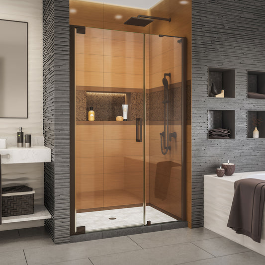 Elegance-LS 41 1/4 - 43 1/4 in. W x 72 in. H Frameless Pivot Shower Door in Oil Rubbed Bronze