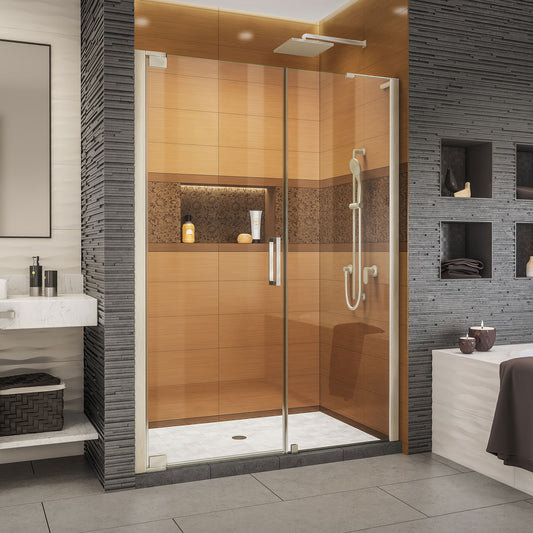 Elegance-LS 52 1/2 - 54 1/2 in. W x 72 in. H Frameless Pivot Shower Door in Brushed Nickel