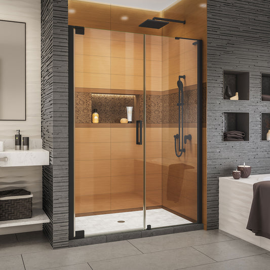 Elegance-LS 49 - 51 in. W x 72 in. H Frameless Pivot Shower Door in Satin Black
