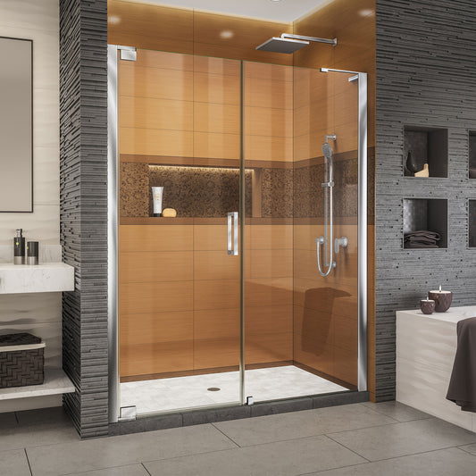 Elegance-LS 58 1/2 - 60 1/2 in. W x 72 in. H Frameless Pivot Shower Door in Chrome