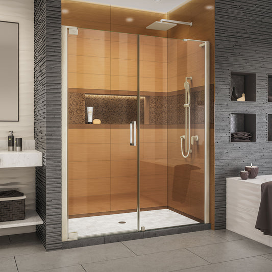 Elegance-LS 62 - 64 in. W x 72 in. H Frameless Pivot Shower Door in Brushed Nickel