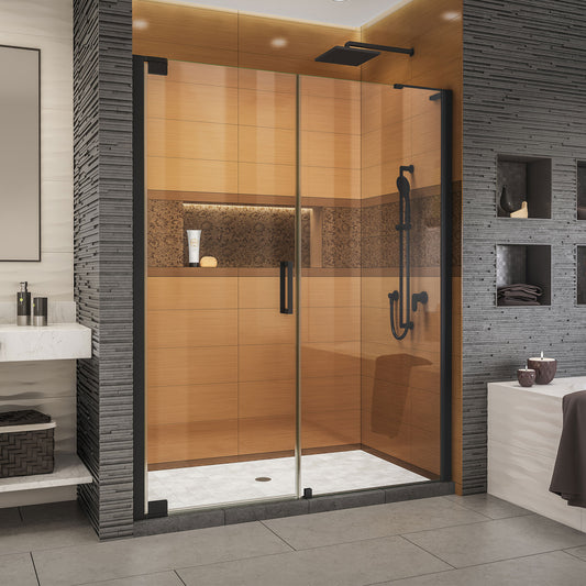 Elegance-LS 58 1/2 - 60 1/2 in. W x 72 in. H Frameless Pivot Shower Door in Satin Black
