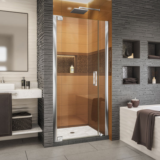 Elegance-LS 34 1/2 - 36 1/2 in. W x 72 in. H Frameless Pivot Shower Door in Chrome