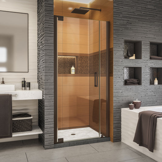 Elegance-LS 32 3/4 - 34 3/4 in. W x 72 in. H Frameless Pivot Shower Door in Oil Rubbed Bronze