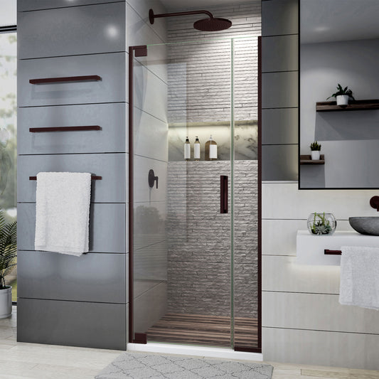 Elegance Plus 34-34 3/4 in. W x 72 in. H Frameless Pivot Shower Door in Oil Rubbed Bronze
