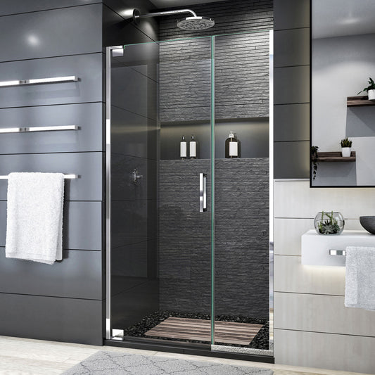 Elegance Plus 39 3/4 - 40 1/2 in. W x 72 in. H Frameless Pivot Shower Door in Chrome