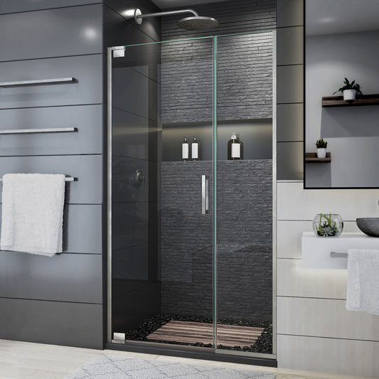 Elegance Plus 39 3/4 - 40 1/2 in. W x 72 in. H Frameless Pivot Shower Door in Brushed Nickel