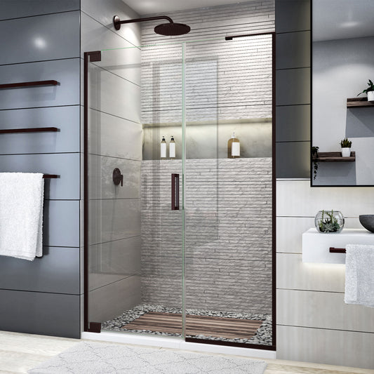 Elegance Plus 46-46 3/4 in. W x 72 in. H Frameless Pivot Shower Door in Oil Rubbed Bronze