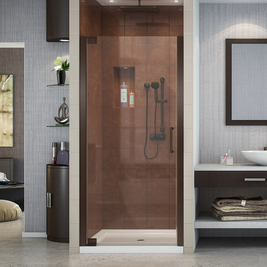 Elegance 25 1/4 - 27 1/4 in. W x 72 in. H Frameless Pivot Shower Door in Oil Rubbed Bronze