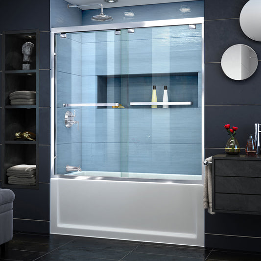 Encore 56-60 in. W x 58 in. H Semi-Frameless Bypass Tub Door in Chrome