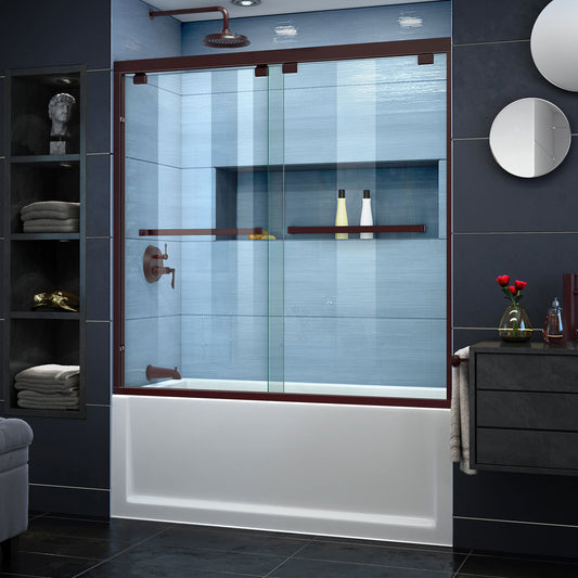 Encore 56-60 in. W x 58 in. H Semi-Frameless Bypass Tub Door in Oil Rubbed Bronze