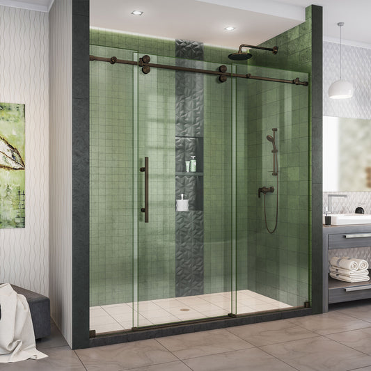 Enigma-XO 68-72 in. W x 76 in. H Fully Frameless Sliding Shower Door in Oil Rubbed Bronze