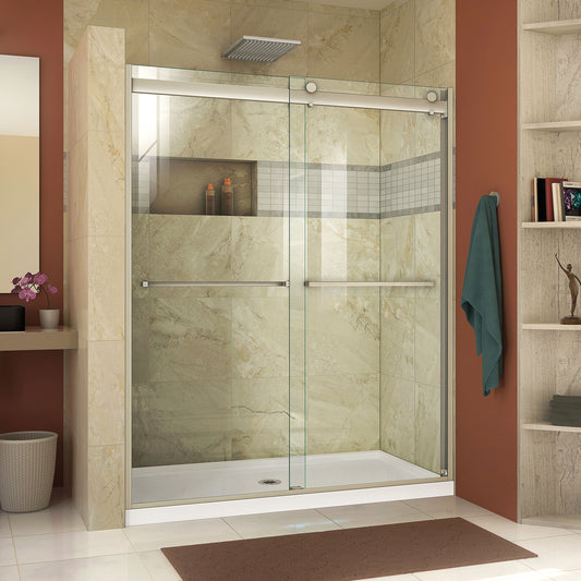 Essence-H 56-60 in. W x 76 in. H Semi-Frameless Bypass Shower Door in Brushed Nickel